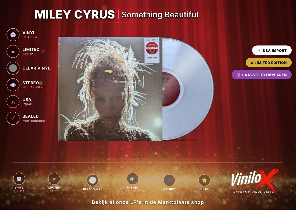 Miley Cyrus – Something Beautiful | LP | Limited Edition, Cd's en Dvd's, Vinyl | Pop, Nieuw in verpakking, Beschermende buitenhoes