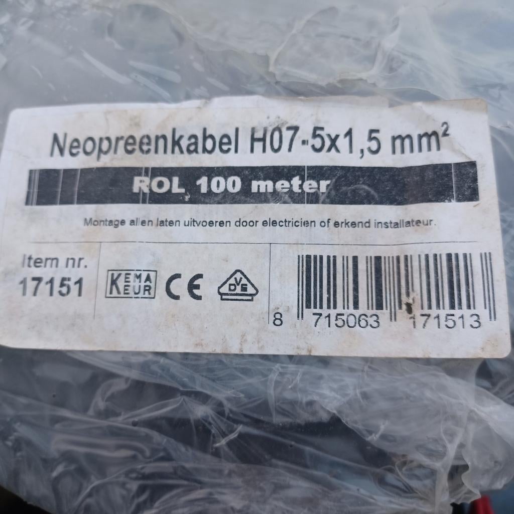 Neopreen kabel H07, Ophalen of Verzenden, Nieuw, Kabel of Snoer