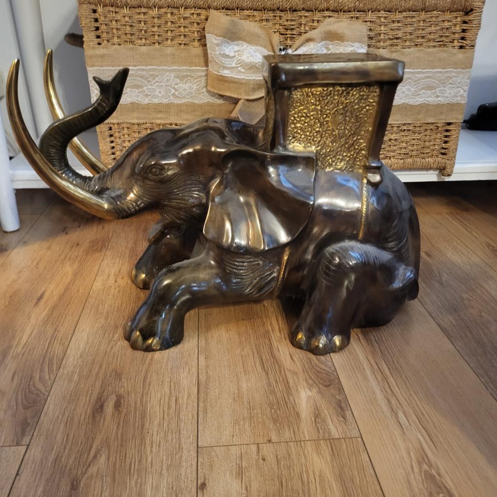 Bronze olifant  60 cm laang 45 cm hoog ophalen in belgie puu, Ophalen of Verzenden