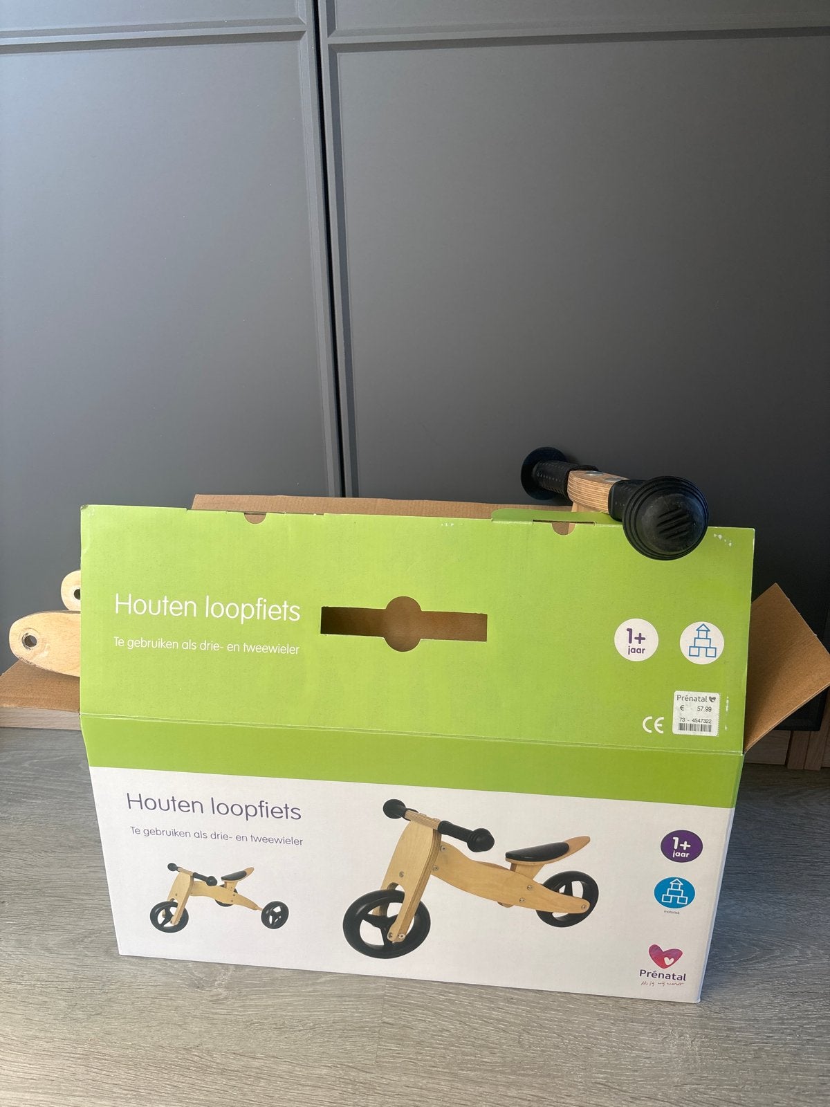 Houten loopfietsje Prenatal, ideaal voor de start, Ophalen of Verzenden, Gebruikt, Minder dan 16 inch