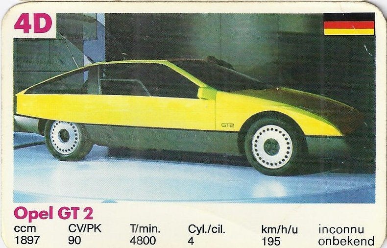 Kw2822 autokaartje 4d opel gt 2, Ophalen of Verzenden, Zo goed als nieuw, Auto's