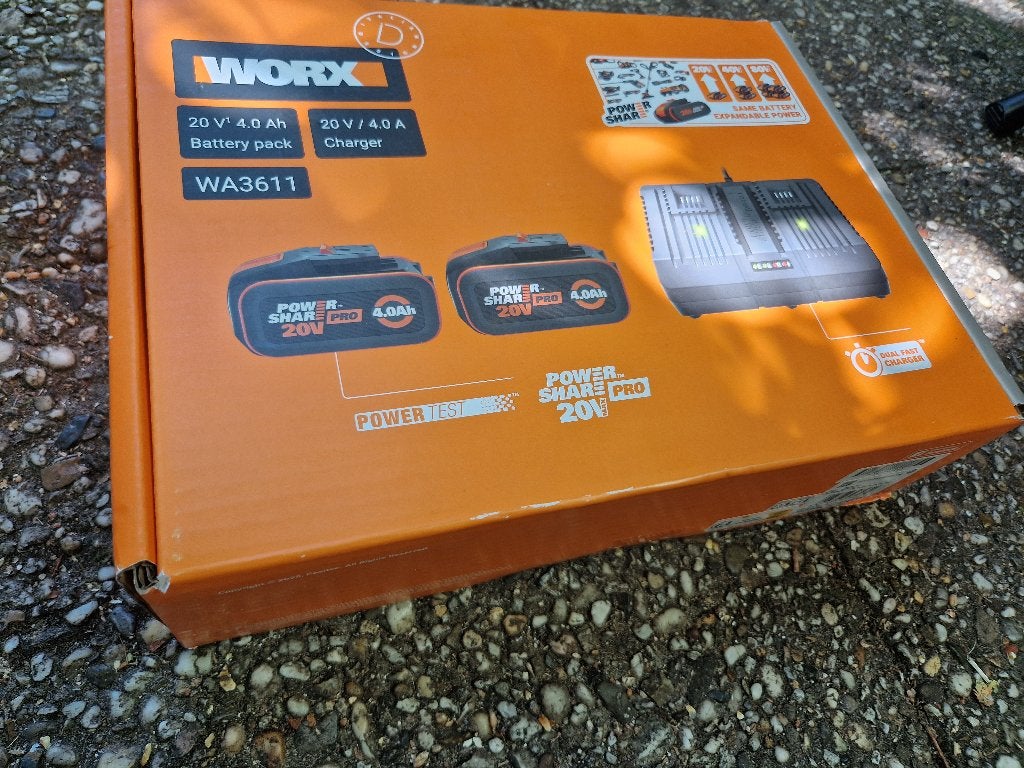 Worx Accuset 2X 4AH accu en dubbele lader, nieuw, Ophalen of Verzenden, Nieuw
