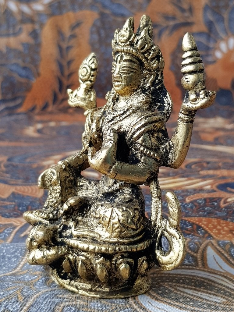 Mooi zwaar oud brons tempelbeeldje uit India 9,8 cm., Ophalen of Verzenden