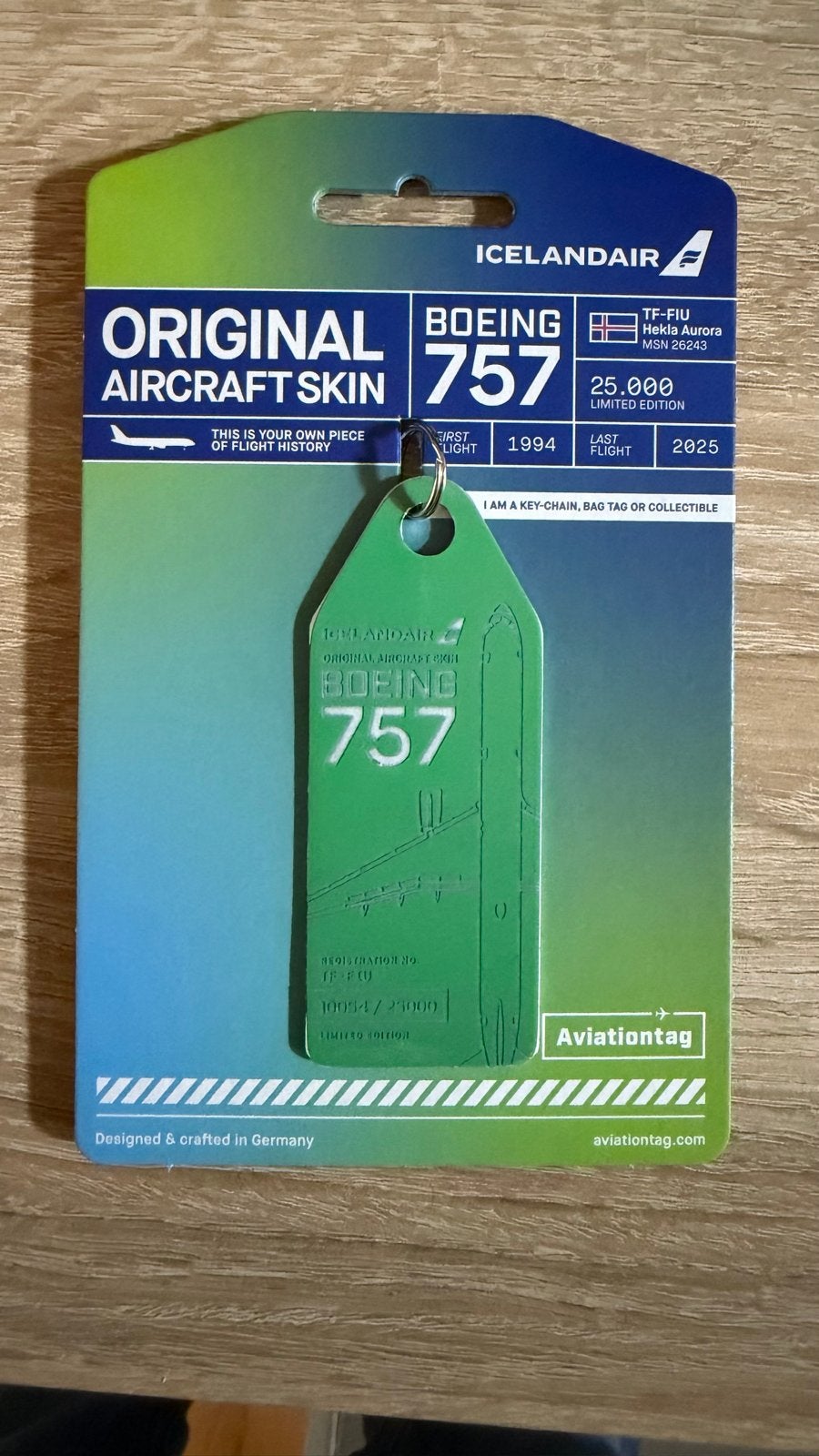 Aviationtag B757 Hekla Aurora Iceland Air, Ophalen of Verzenden, Nieuw, Patch, Badge of Embleem