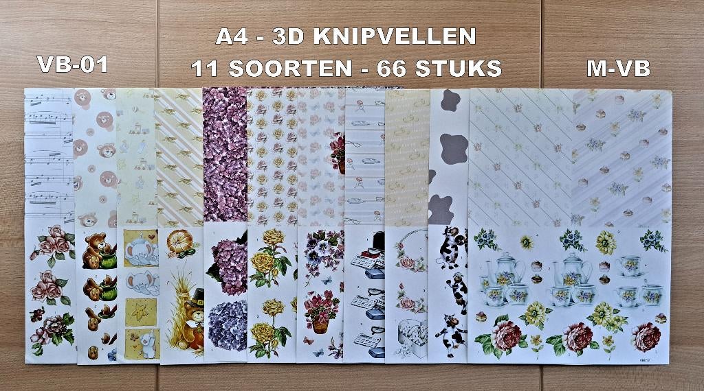 96...A4-3D KNIPVELLEN 54 SOORTEN-287 VELLEN ASSORTI, Hobby en Vrije tijd, Kaarten | Zelf maken, Ophalen of Verzenden, Nieuw, Overige thema's