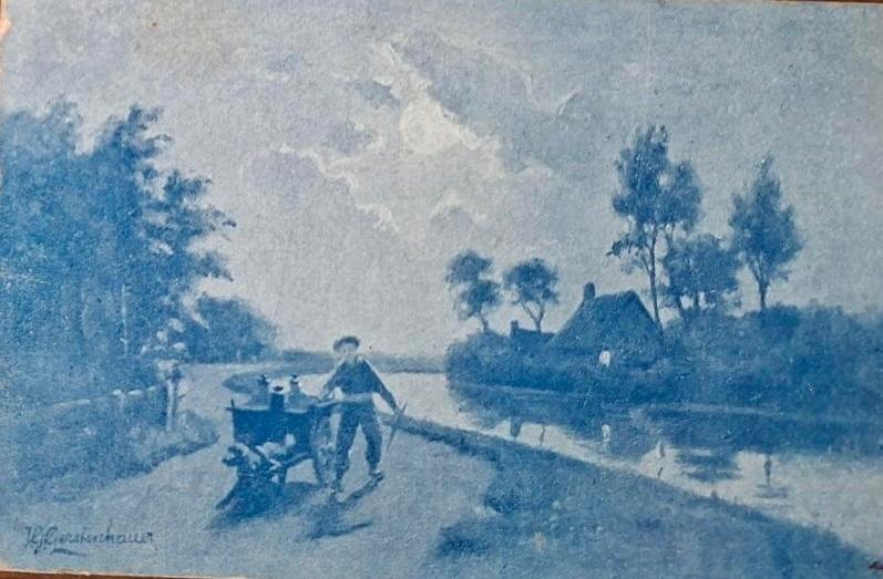 Hond en Hondekar getekend door Gerstenauwer, Verzamelen, Verzenden, 1920 tot 1940, Ongelopen, Overige thema's