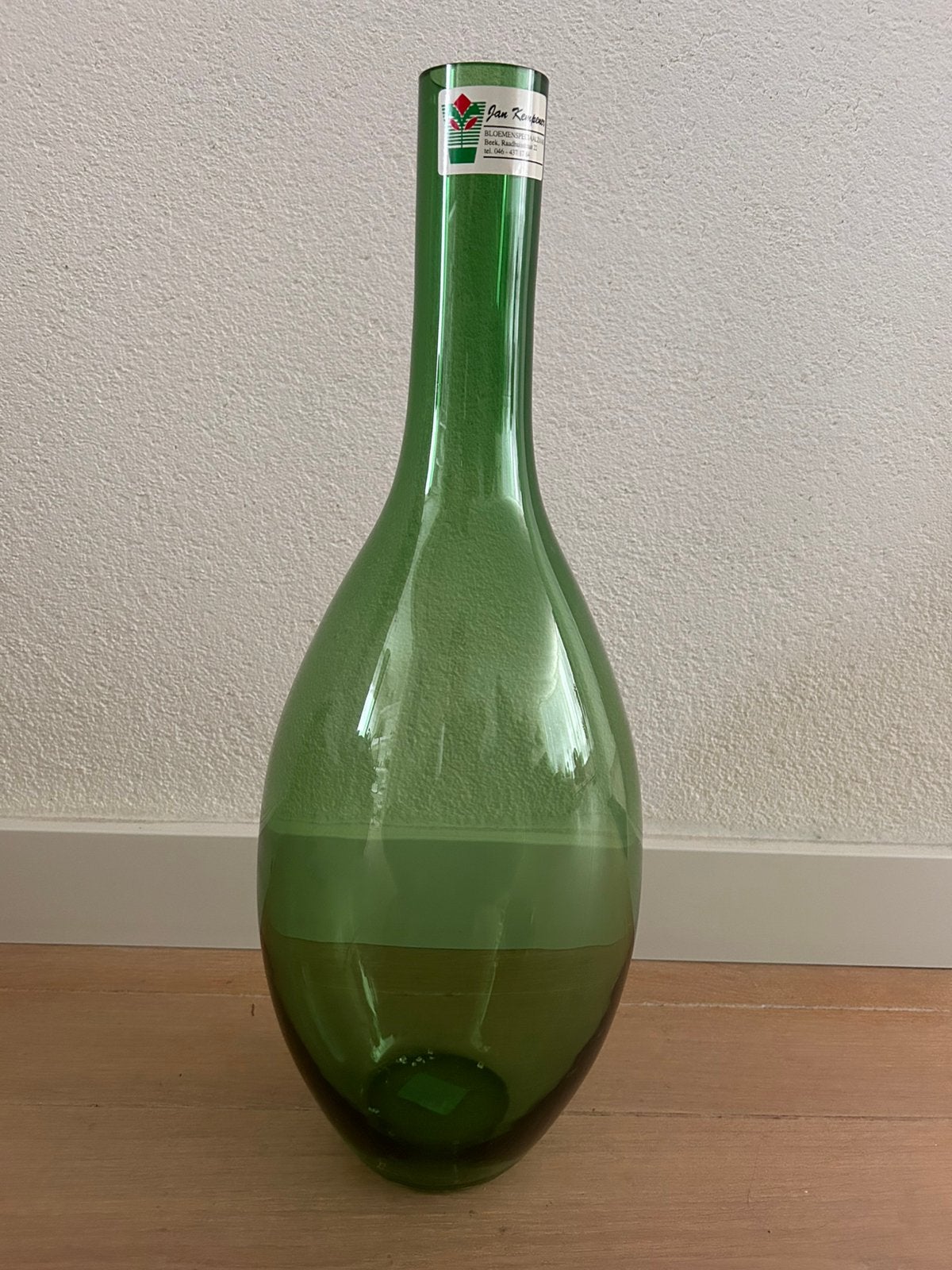 Grote groene glazen vaas Jan Kempener – ca. 60 cm, Ophalen, Zo goed als nieuw, Groen, Glas