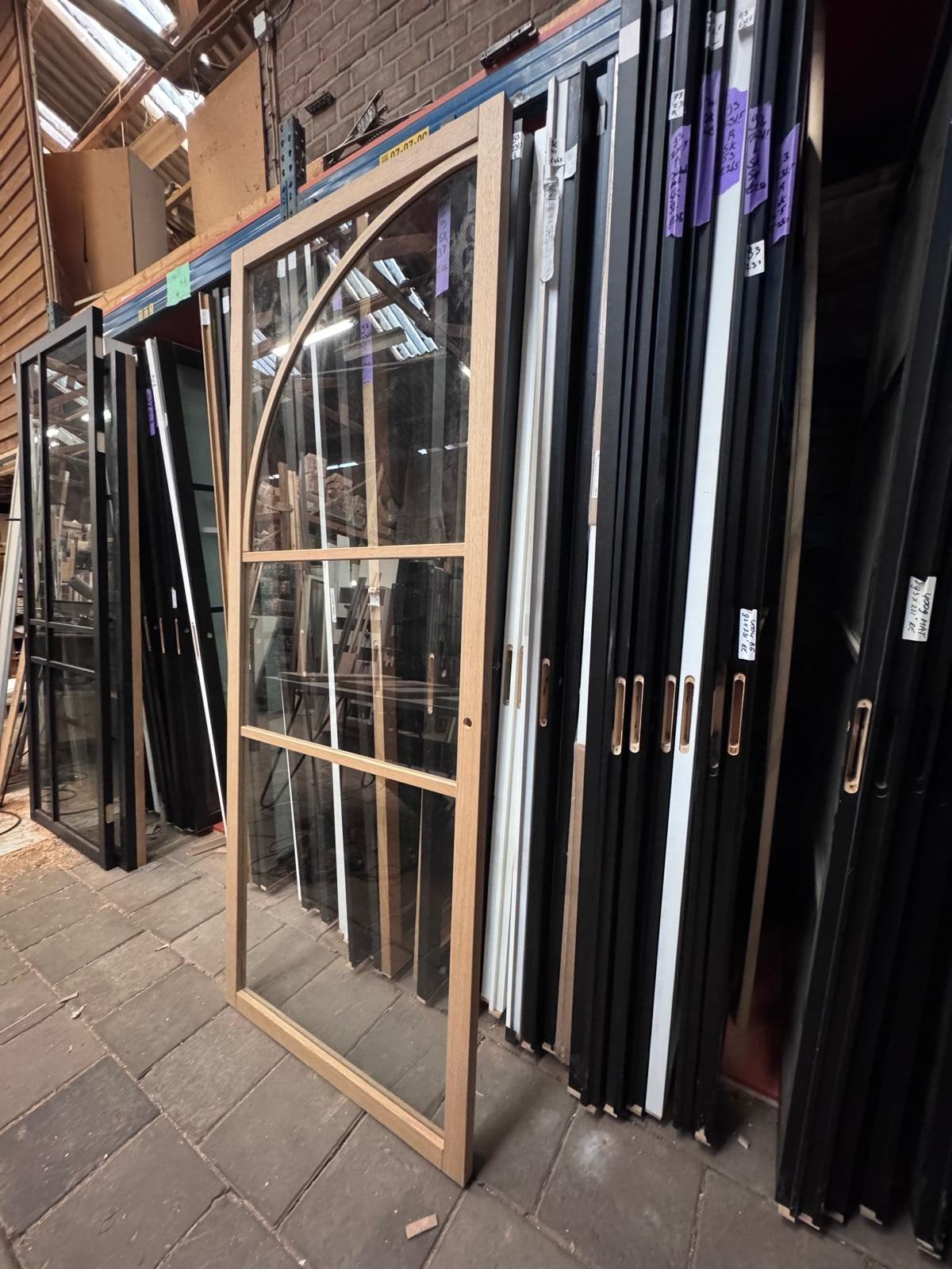 93x231,5 binnendeur stomp Links eiken staallook 58, Ophalen, Binnendeur, Nieuw, Glas