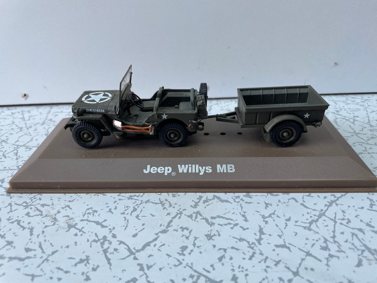Jeep Willys MB met aanhanger - Miniatuurmodel, Ophalen of Verzenden, Zo goed als nieuw, Overige typen