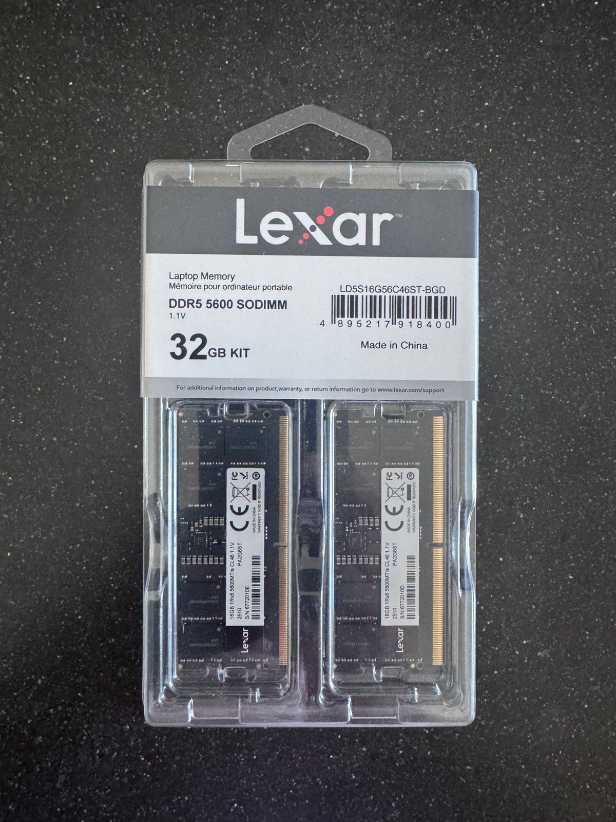32GB (2x16GB) DDR5 SODIMM RAM-kit merk Lexar, 32 GB, Nieuw, Ophalen of Verzenden, DDR5
