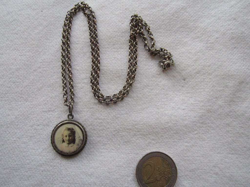54.   Schitterende oude ketting+medaillon, zilver, Sieraden, Tassen en Uiterlijk, Antieke sieraden, Ophalen, Overige materialen