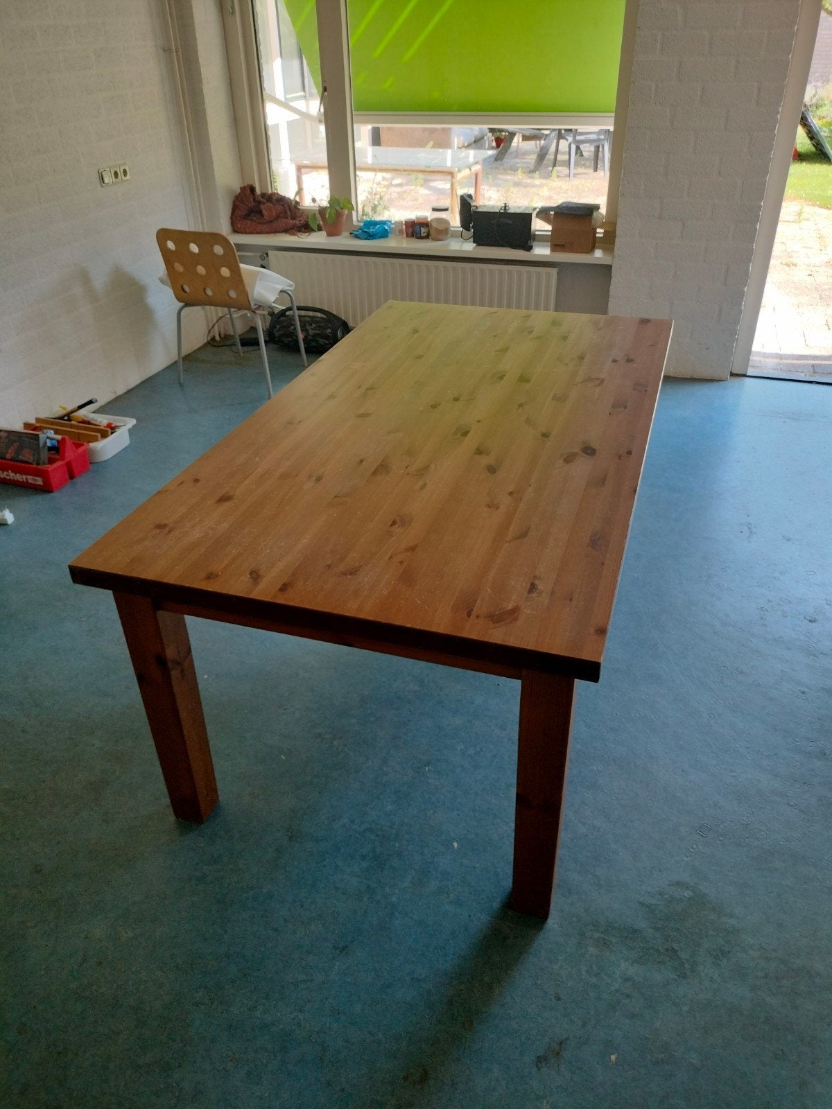 Massief houten eettafel 180x100cm met afneembare poten, Huis en Inrichting, Tafels | Eettafels, Gebruikt, 50 tot 100 cm, 150 tot 200 cm