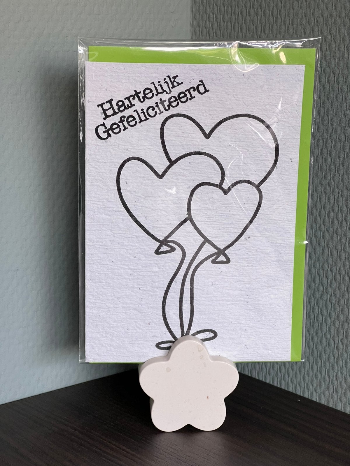 Wenskaart gefeliciteerd handgeschept van gerecycled papier, Ophalen of Verzenden, Nieuw