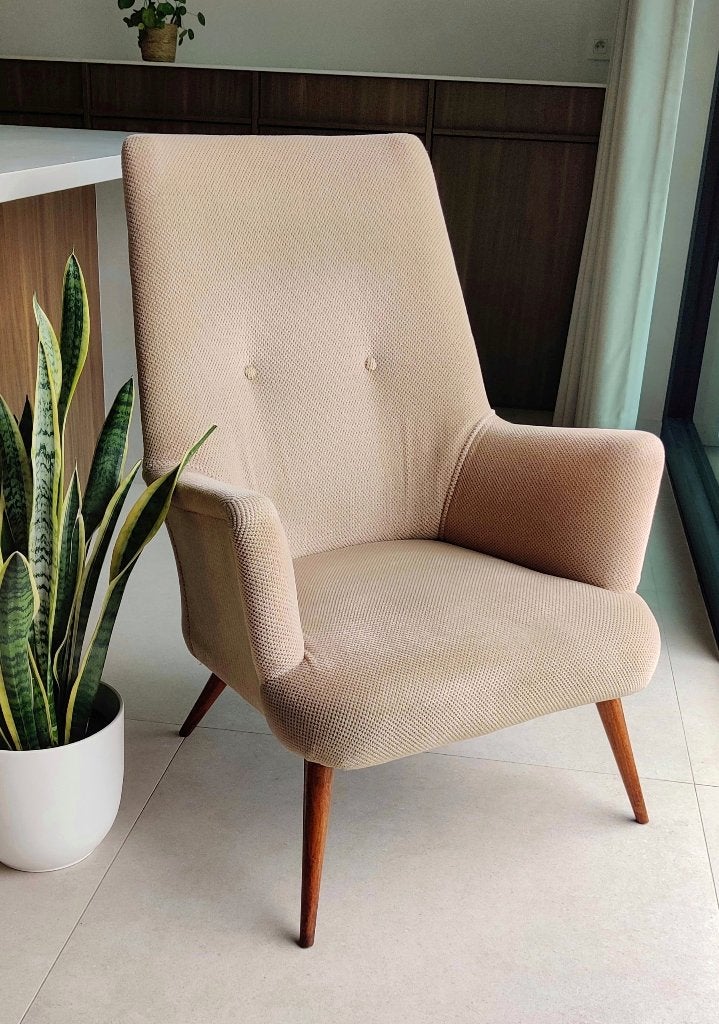 Prachtige authentieke midcentury leeszetel(s), Ophalen, Hout, Eenpersoons, Zo goed als nieuw