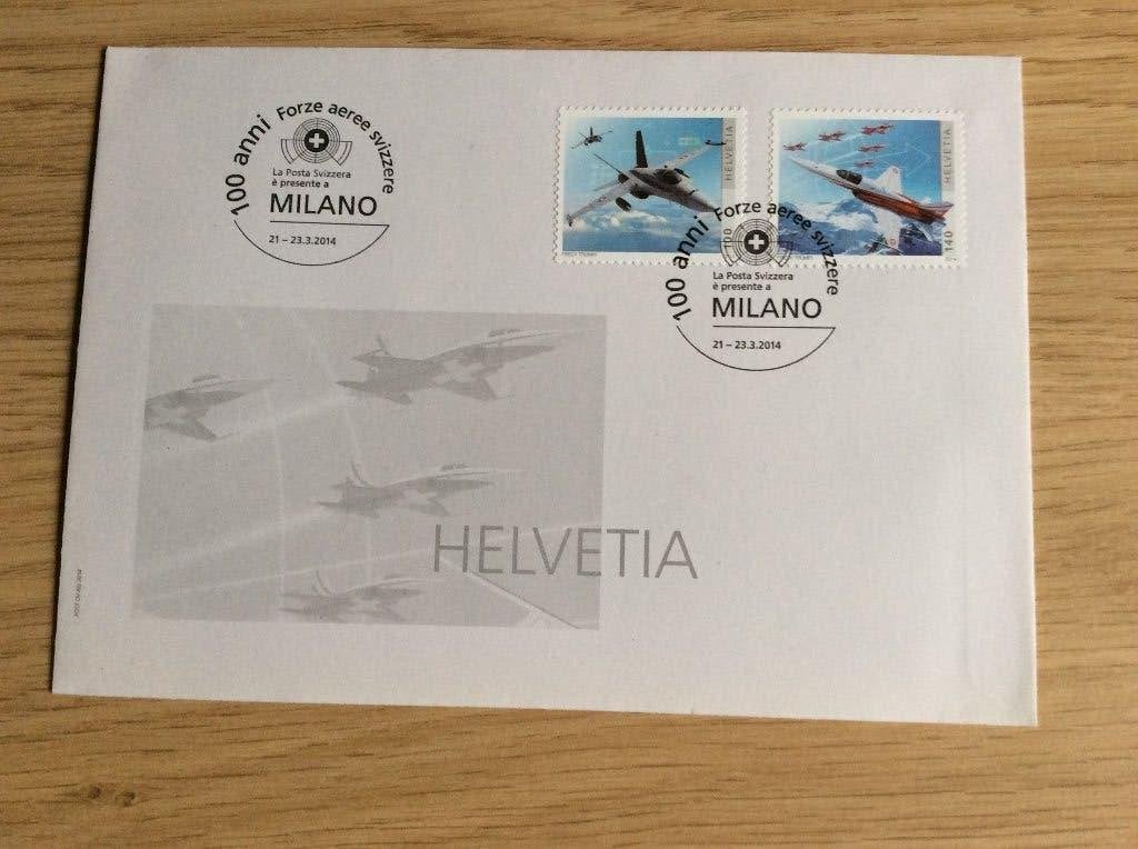 Zwitserland FDC uit 2014 thema vliegtuigen, Ophalen of Verzenden, Onbeschreven, Europa