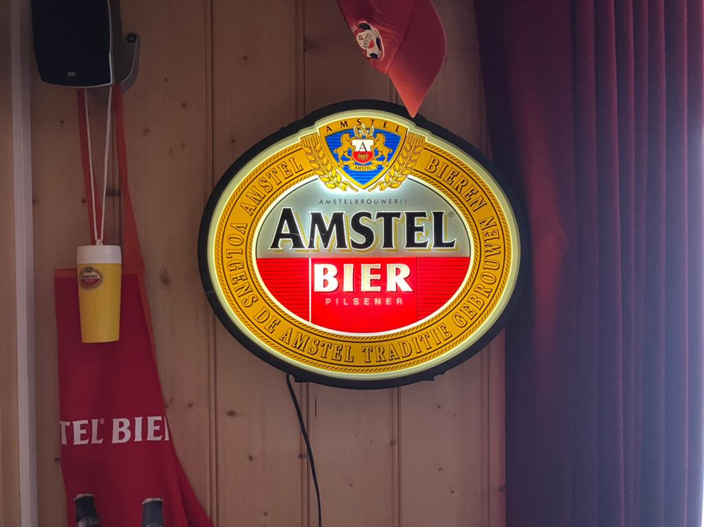 Amstel Bier Lichtbak - Vintage Reclamebord, Ophalen of Verzenden, Gebruikt, Reclamebord, Plaat of Schild, Amstel