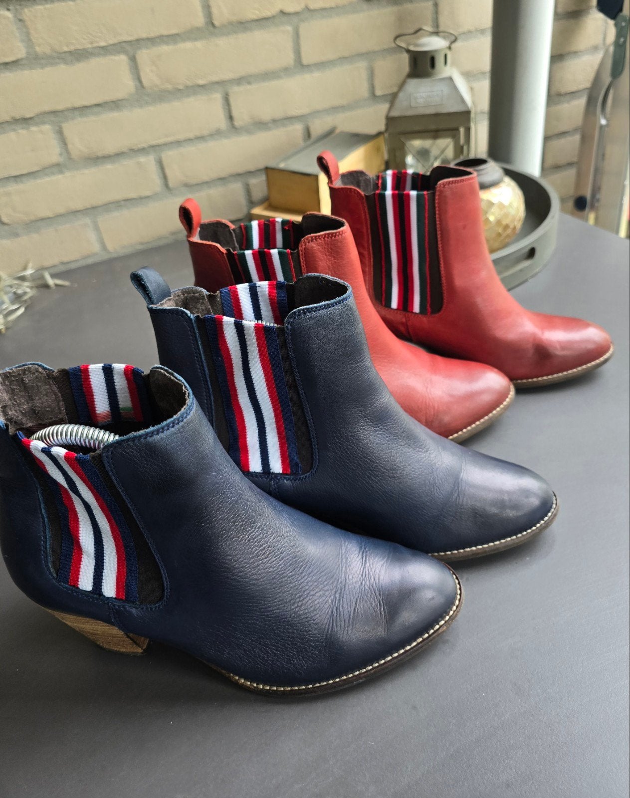 2 paar leren korte laarsjes Blue Box - navy  en rood mt 39, Blue Box, Lage of Enkellaarzen, Gedragen, Verzenden