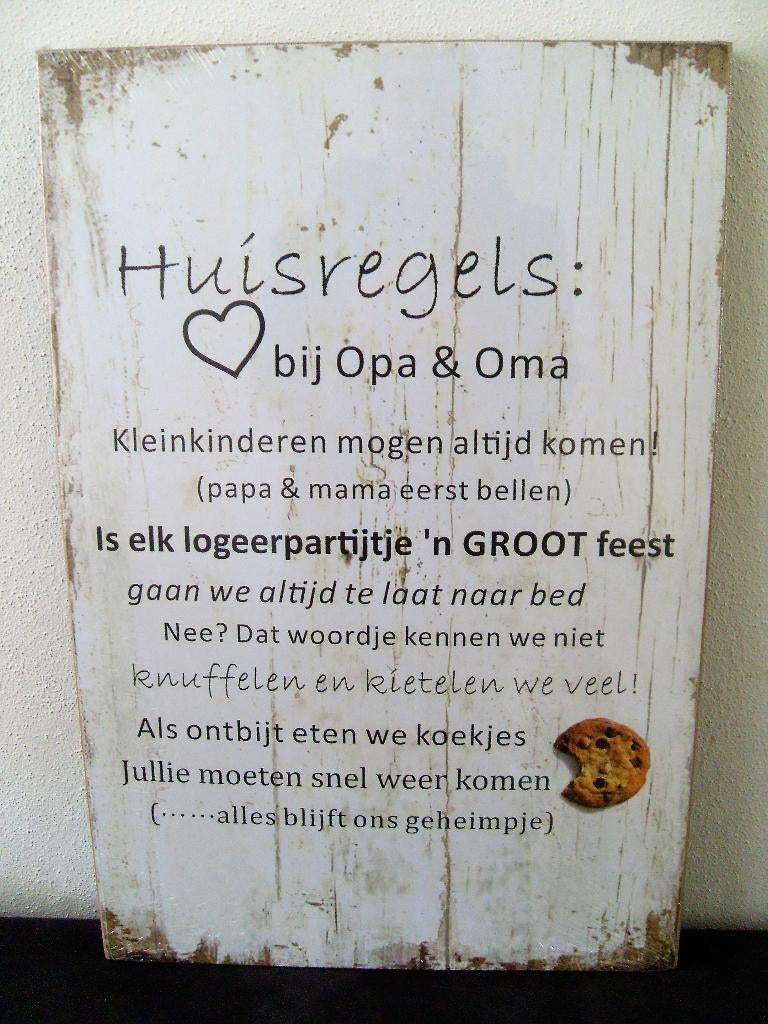 Spreukbord regels bij opa & oma moederdag / vaderdag, Ophalen of Verzenden, Nieuw
