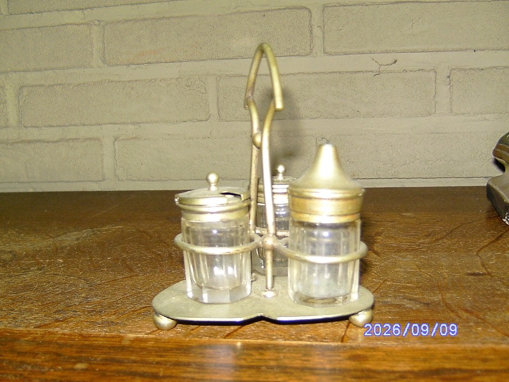 ESPN glazen peper mosterd en zout stelletje 12 cm hoog, Ophalen of Verzenden