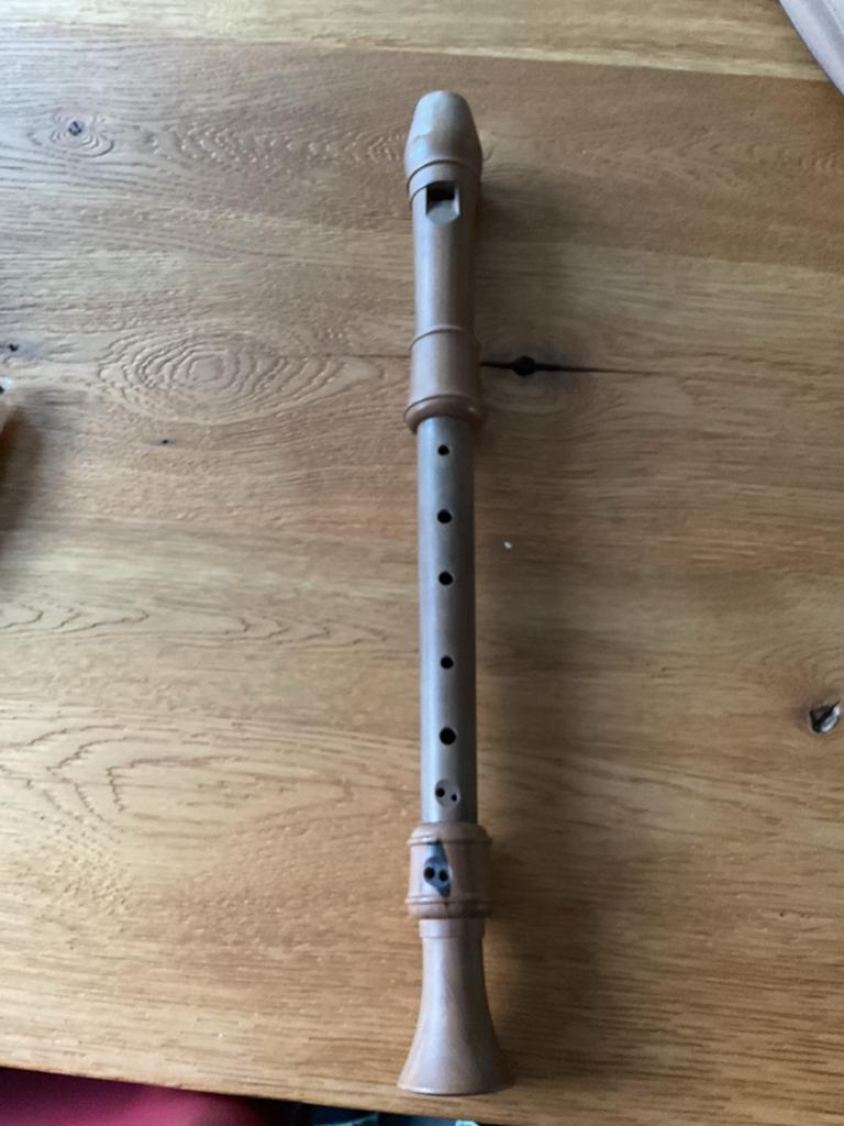 Houten alt-blokfluit met etui en schoonmaakborstel, Ophalen, Zo goed als nieuw, Alt, Met koffer, hoes of etui