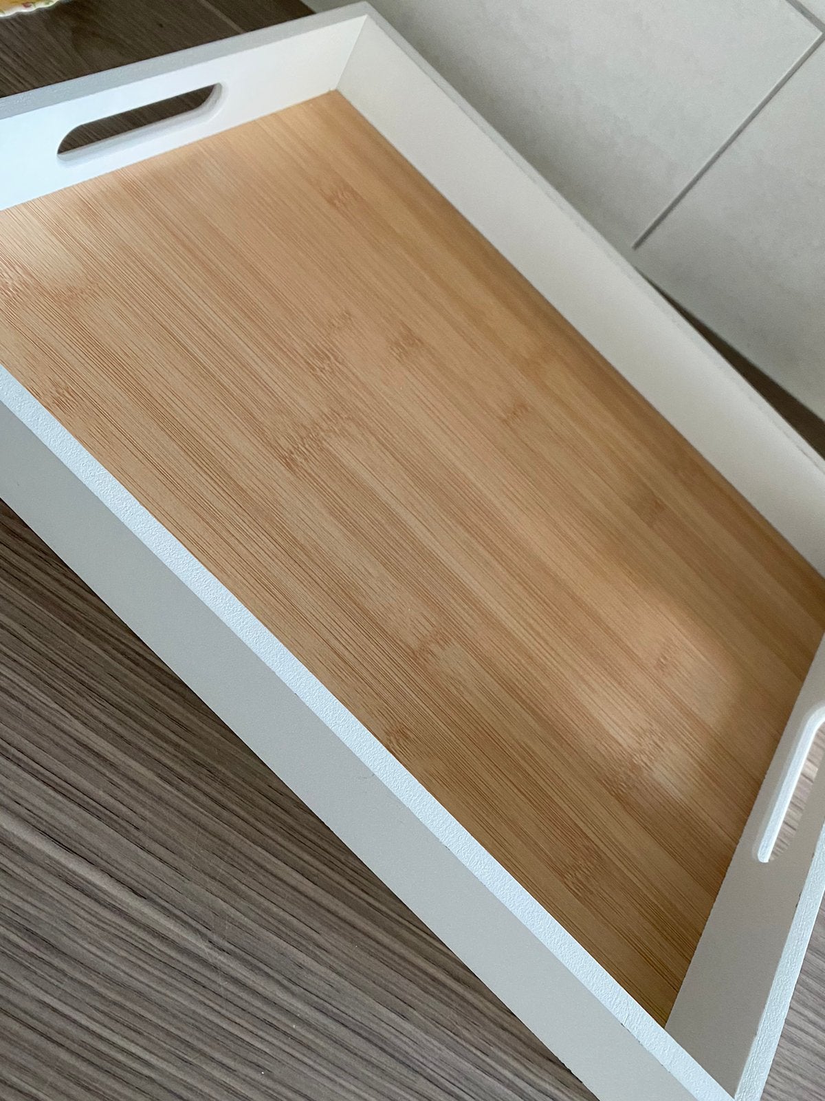 dienblad hout, Huis en Inrichting, Woonaccessoires | Dienbladen, Ophalen of Verzenden, Zo goed als nieuw, Rechthoekig, Hout