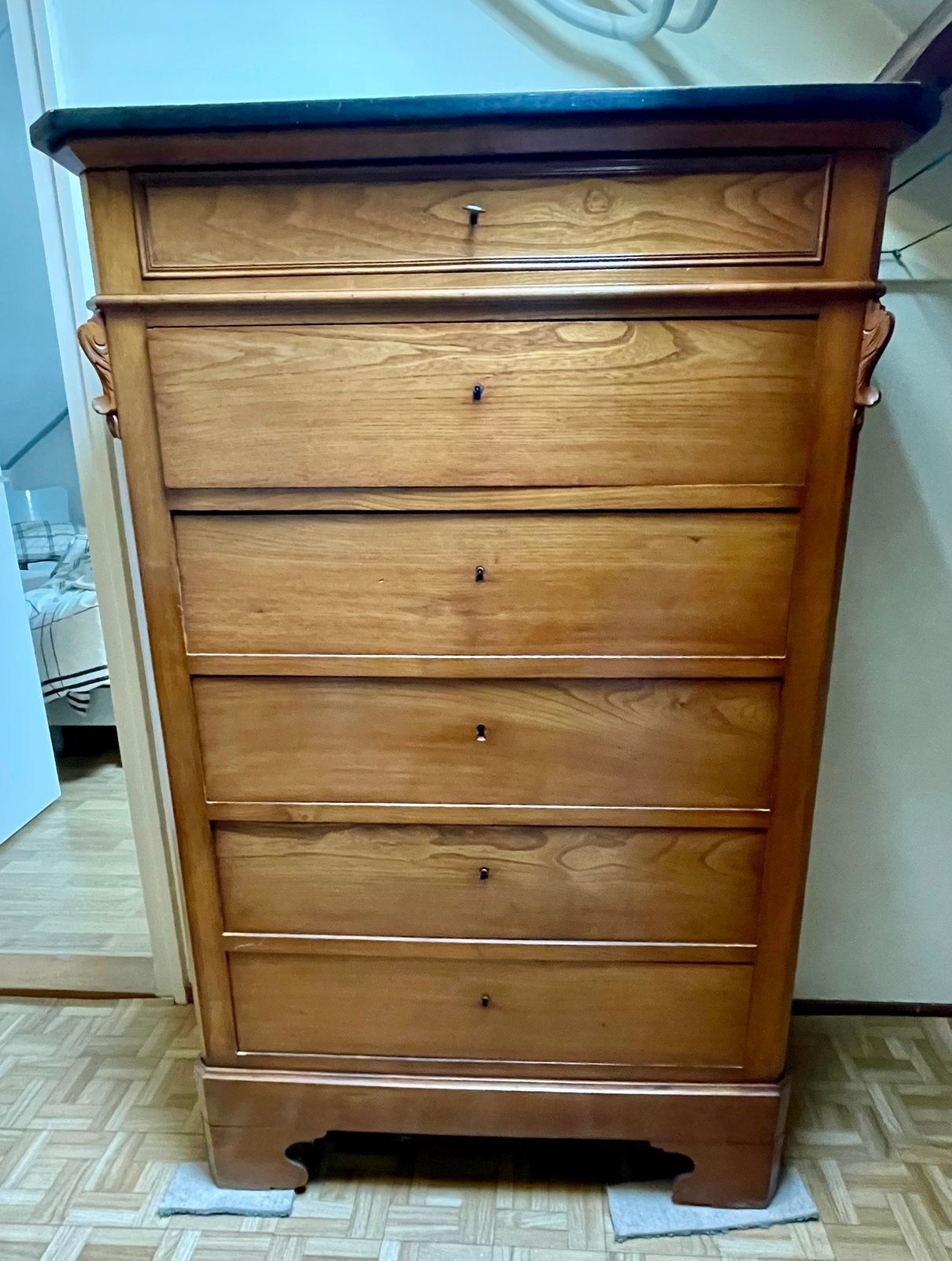 Antieke ladekast Louis Philippe stijl, Ophalen, Gebruikt, 100 tot 150 cm, 5 laden of meer