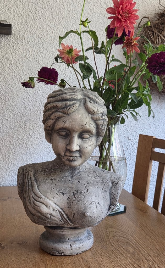 Buste vrouw, Ophalen of Verzenden, 20 - 50 cm, Steen of Keramiek, Beeld