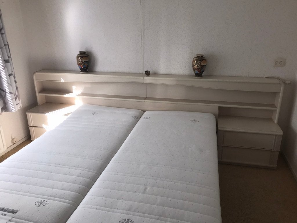 twee persoons bed gratis op te halen, Ophalen, Gebruikt, Beige, Tweepersoons
