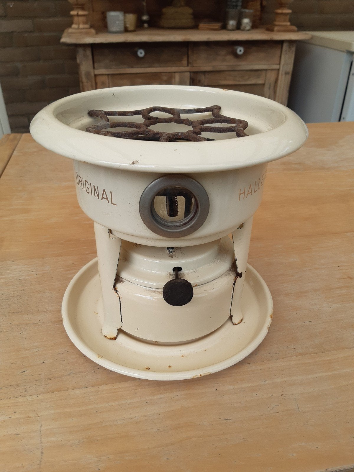 Vintage Haller petroleumstel met lont, Ophalen