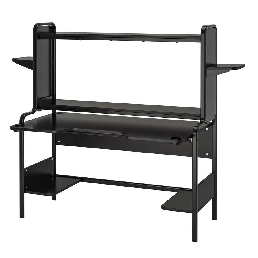 IKEA FREDDE Gamingbureau - Zwart, met opbergruimte, Ophalen, Zwart, Metaal, In hoogte verstelbaar