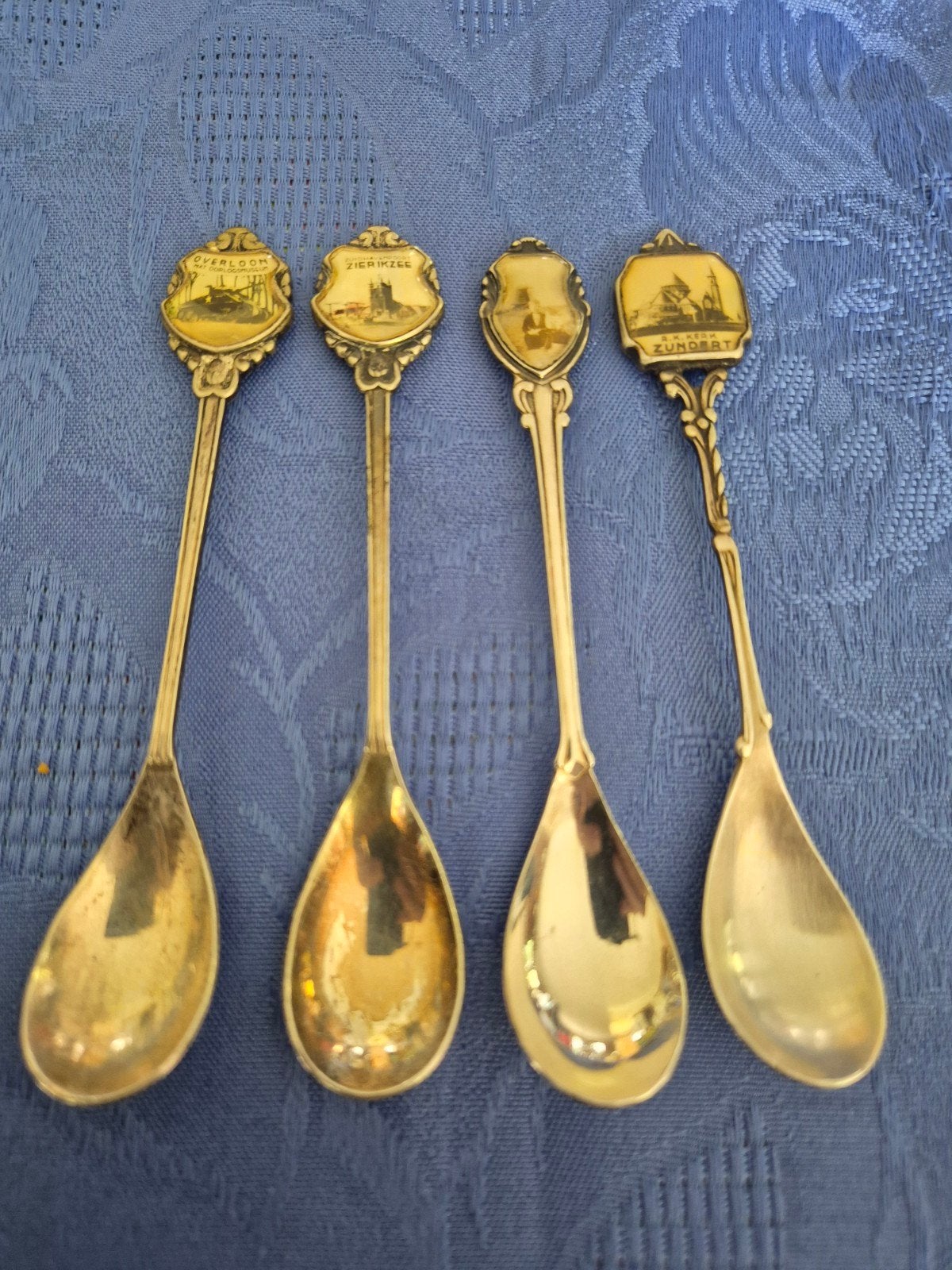 4 Verzilverde Souvenierlepeltjes van De Paardenkop (PAKO), Antiek en Kunst, Antiek | Goud en Zilver, Ophalen of Verzenden