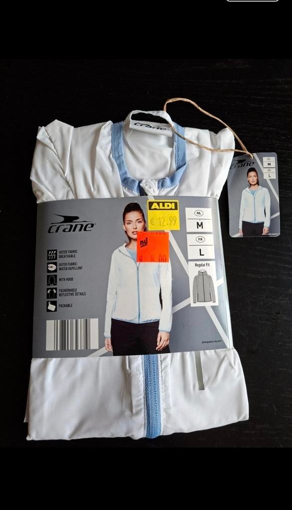 Crane hardloopjas wit met blauwe rits, Kleding | Dames, Maat 38/40 (M), Wit, Crane, Nieuw