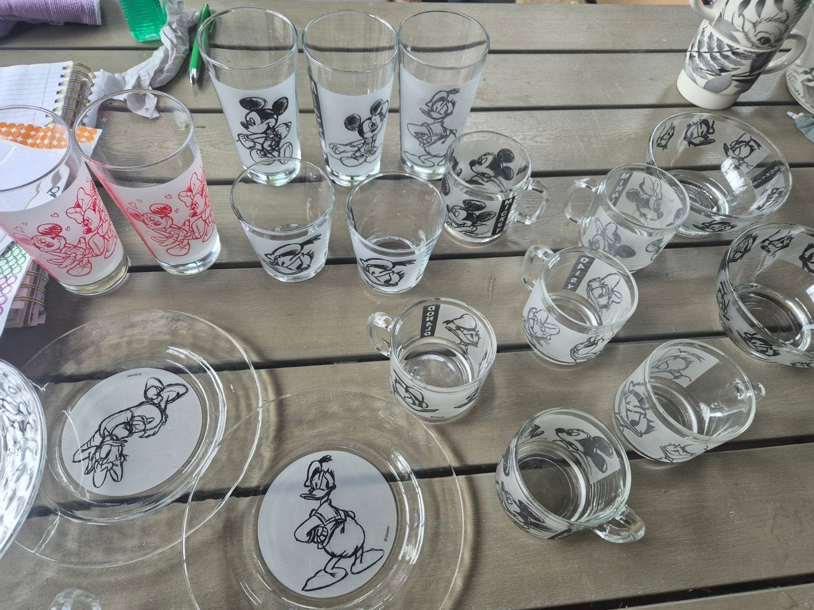 servies Disney Mickey, Minnie, Donald, Katrien Glasservies, Verzamelen, Ophalen, Gebruikt