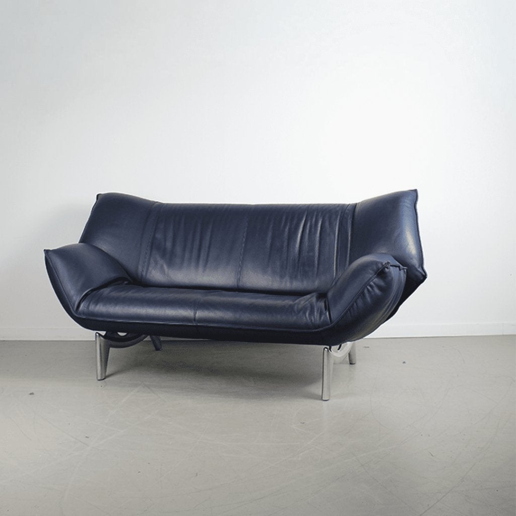 Leolux Tango Bank 2-Zits Blauw Leer, Niet ingevuld, Zo goed als nieuw, Niet ingevuld, Niet ingevuld