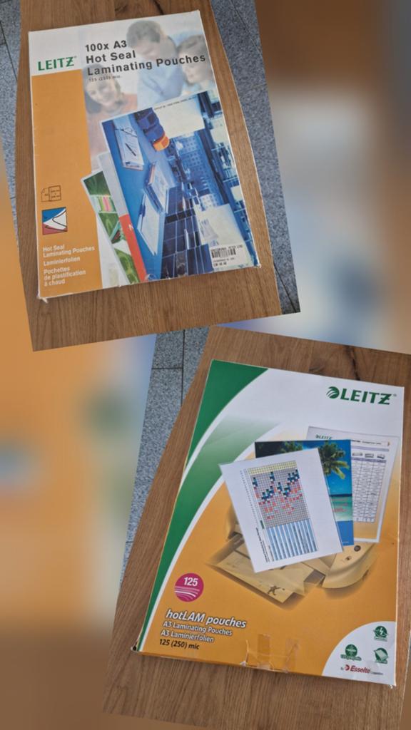 2 nieuwe dozen Leitz A3 lamineerhoezen 125 (250) mic, Ophalen of Verzenden, Nieuw