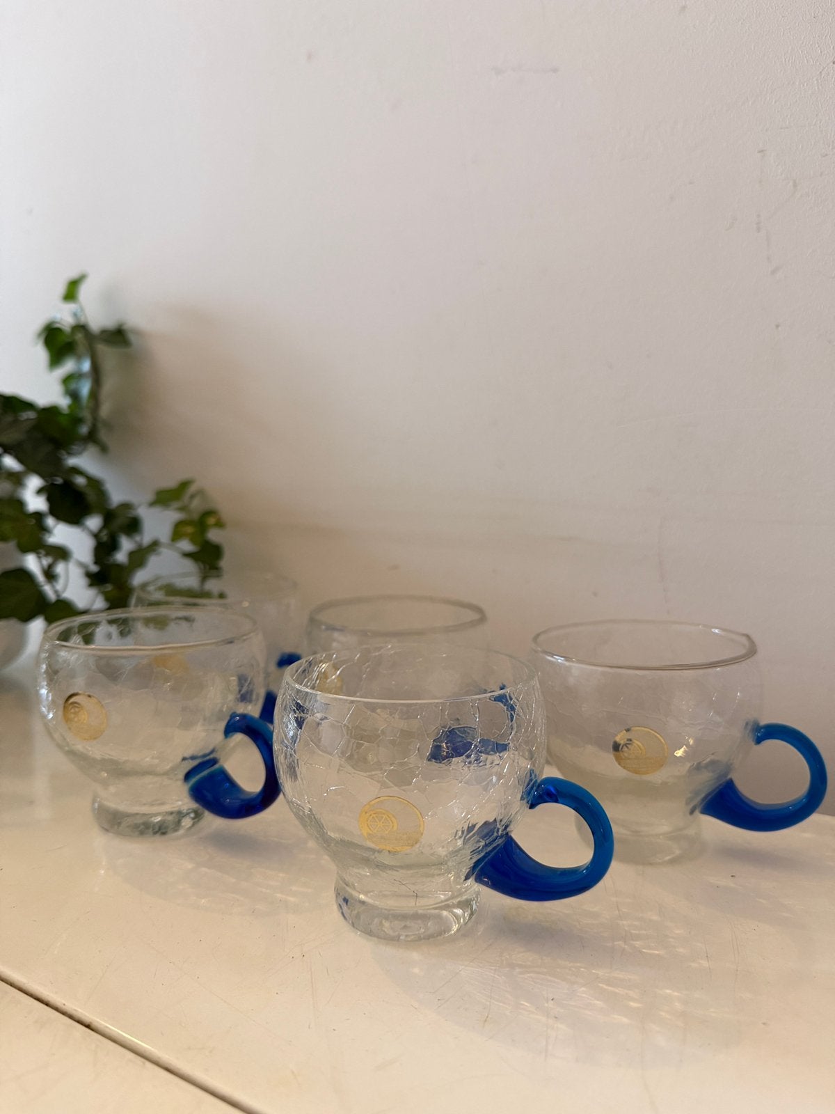Craquelé glazen kopjes vintage, Antiek en Kunst, Ophalen of Verzenden