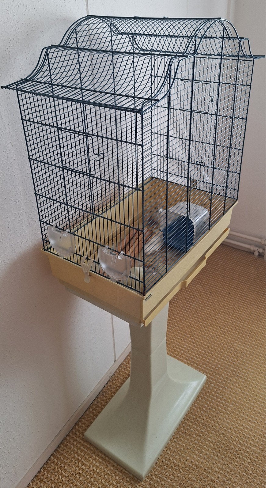 Vogelkooi op stander, Ophalen, Gebruikt, Metaal, Vogelkooi