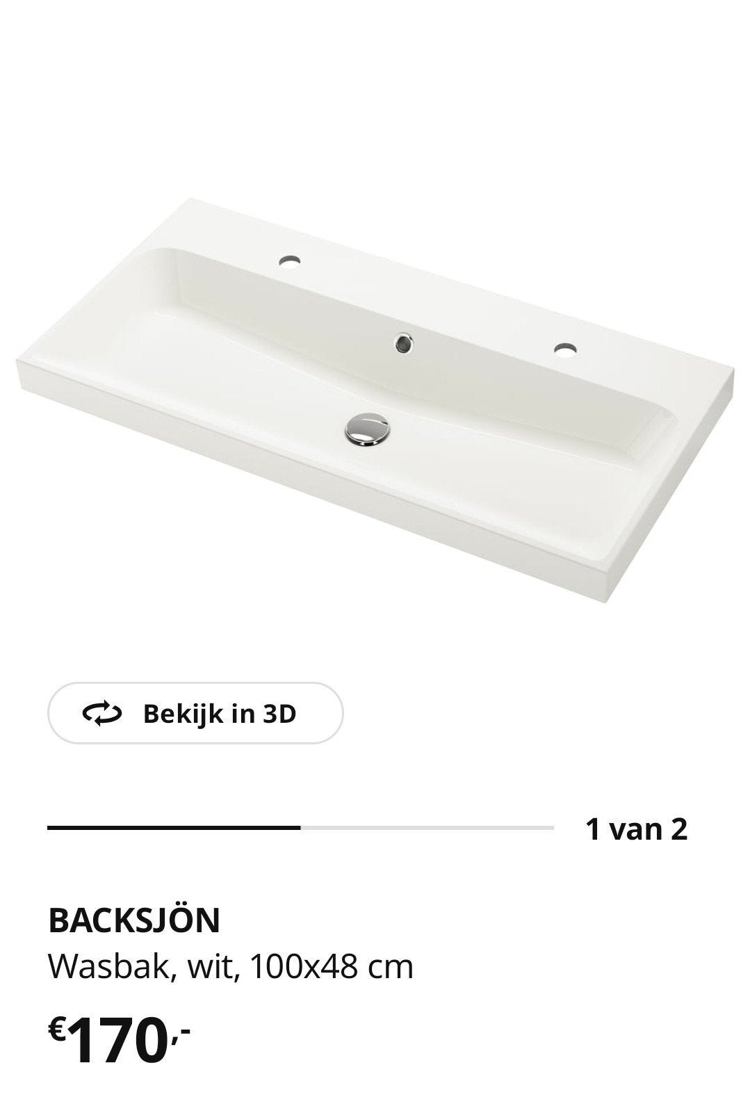 nieuwe ikea wastafel backsjon 100x48, Ophalen, Nieuw, Wastafel