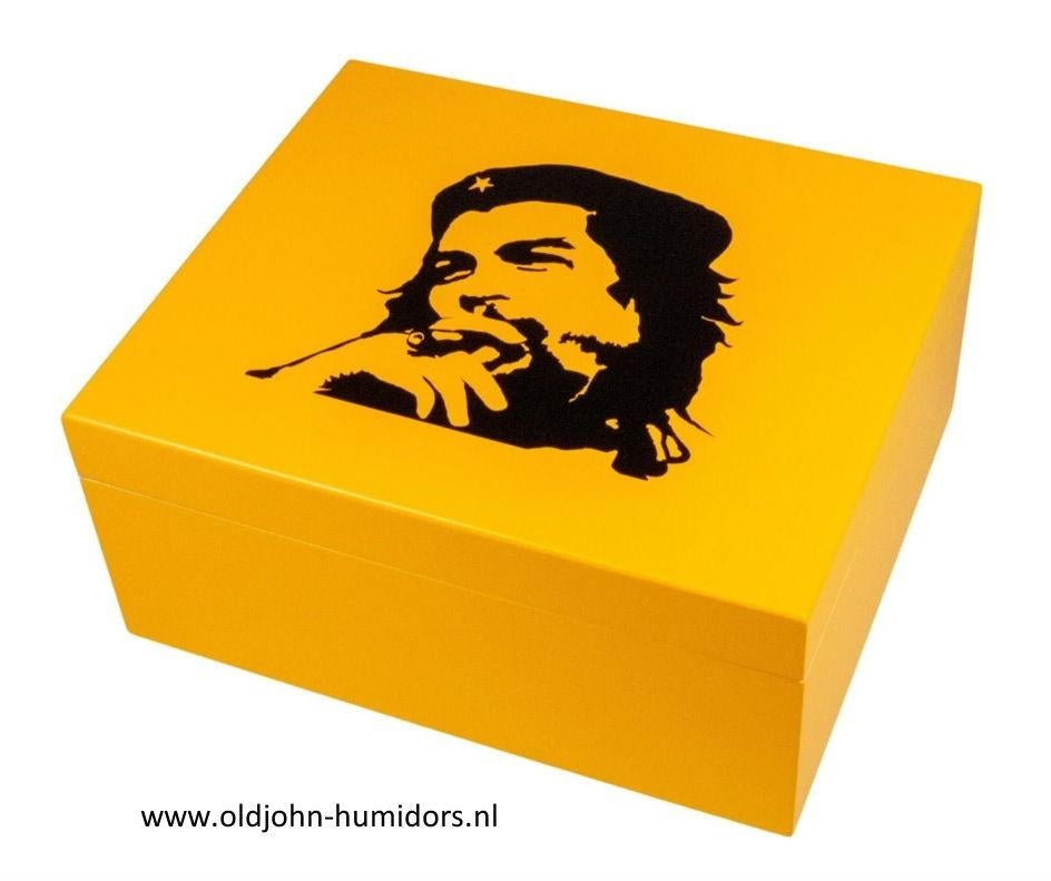 HUMIDOR "CHE GUEVARA" GEEL MAT VOOR CA 50 SIGAREN        h43, Verzamelen, Verzenden, Nieuw, Tabaksdoos of Verpakking