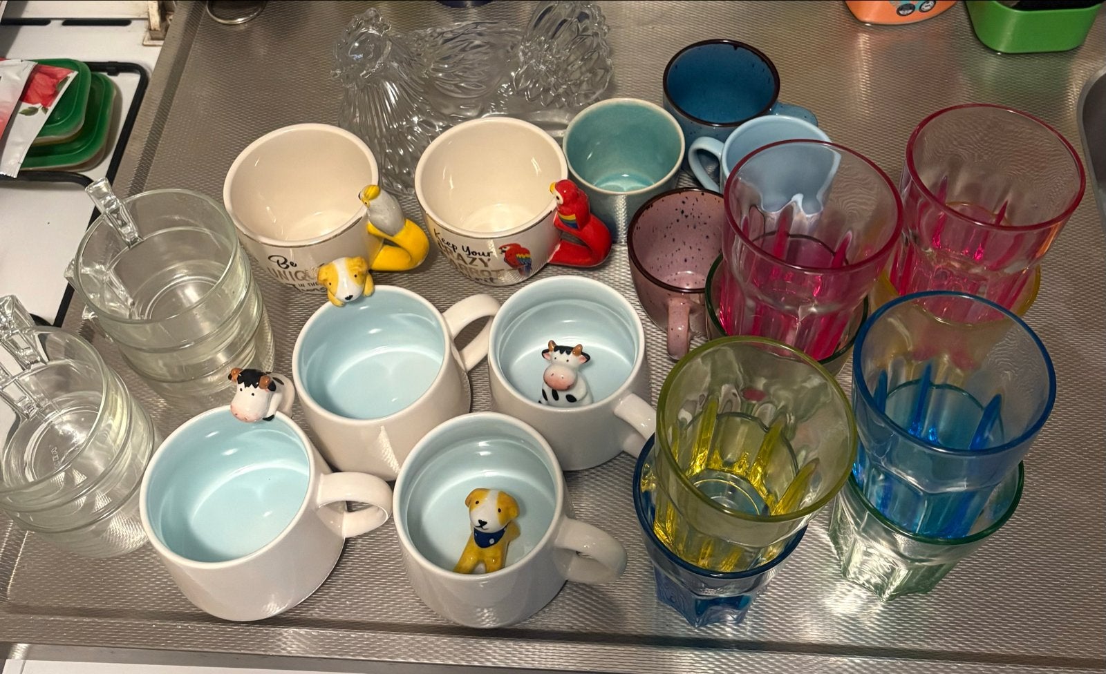 Diverse collectie mokken en glazen, Ophalen, Gebruikt, Keramiek, Modern
