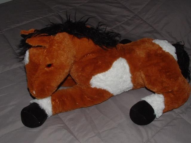 FUTURE TOYS PAARD PLUCHE BRUIN/WIT MET WITTE BLES OP, Ophalen of Verzenden, Nieuw, Overige typen