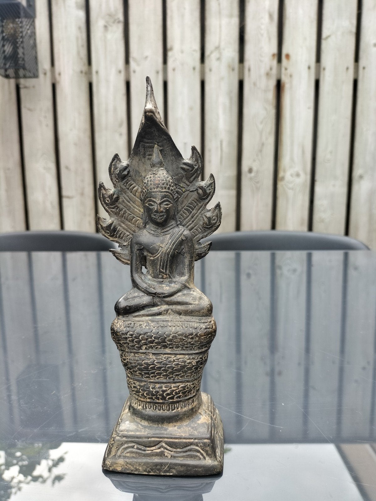 Boeddha beeldje met Naga - Koper of Brons, Ophalen of Verzenden, Koper of Brons