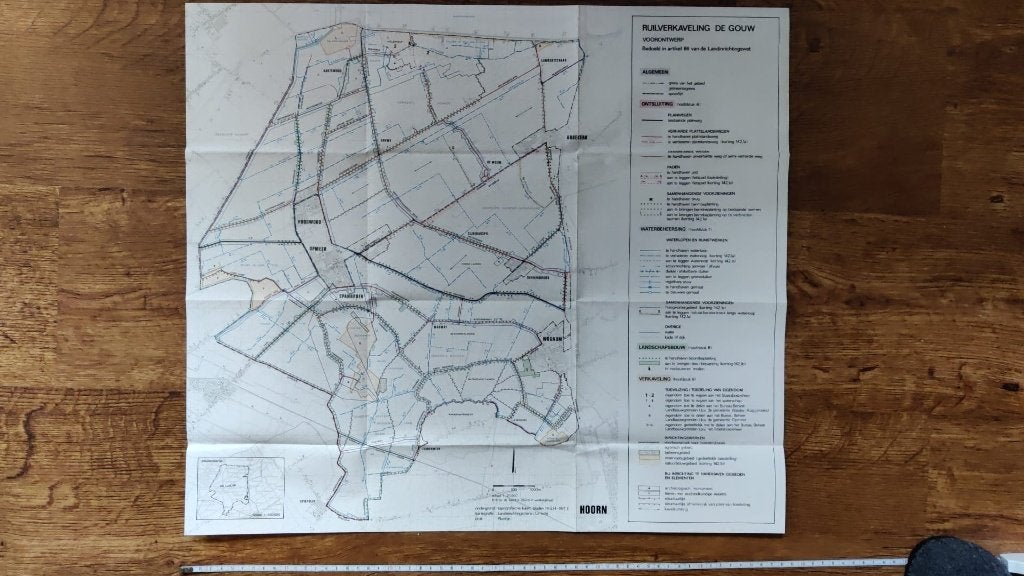 Kaart Voorontwerp ruilverkaveling de Gouw . 1990, Ophalen of Verzenden, Zo goed als nieuw
