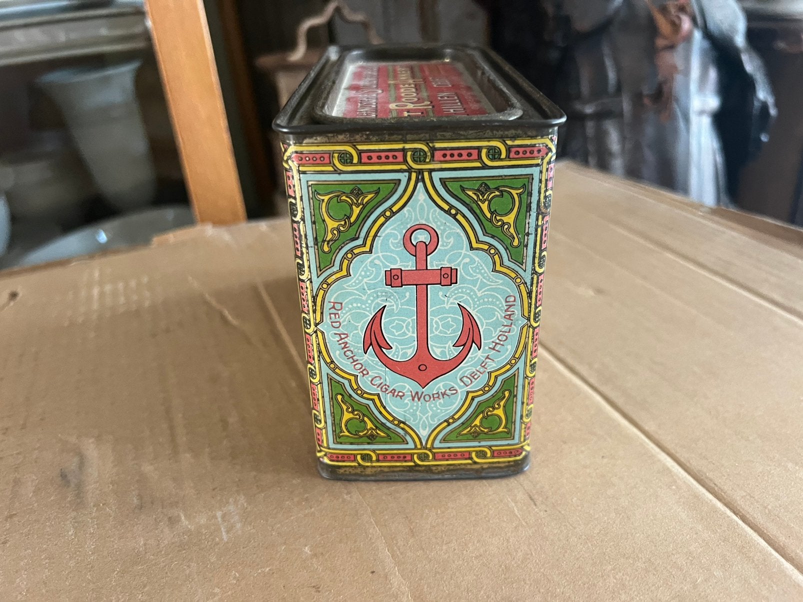 ANTIEK MOOI BLIK “ Het roode anker” Delft, Ophalen of Verzenden, Gebruikt, Overige