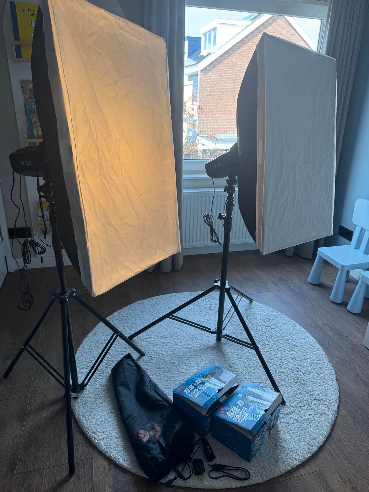 Falcon Eyes SS-250D Studioflitser Set met Softboxen, Gebruikt, Falcon Eyes, Complete fotostudio, Ophalen of Verzenden