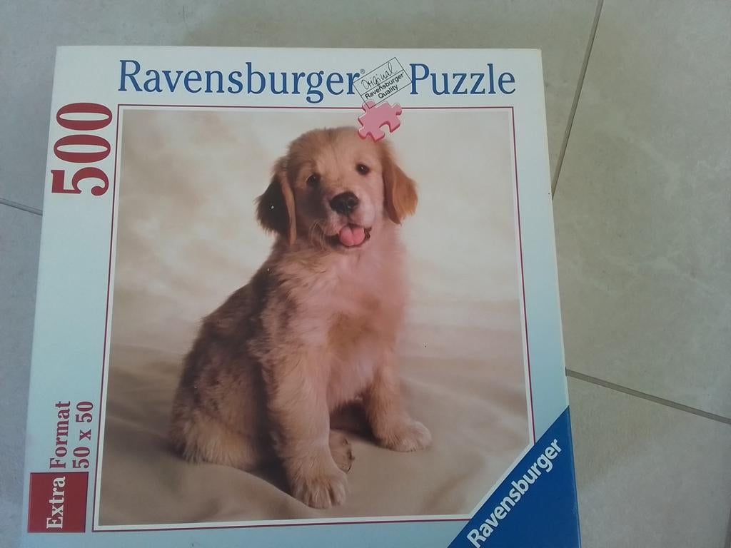 Ravensburger Legpuzzel Golden Retriever Puppy 500 stukjes, Ophalen of Verzenden, 500 t/m 1500 stukjes, Zo goed als nieuw, Legpuzzel