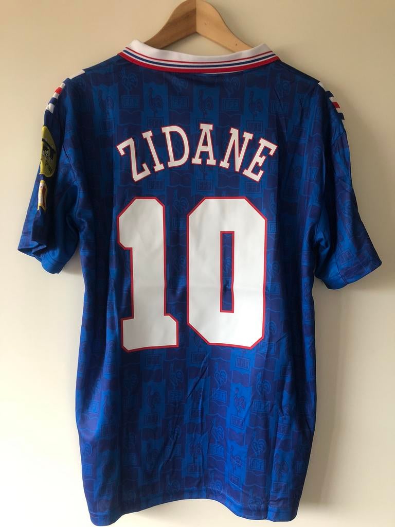 Zidane Frankrijk retro voetbalshirt maat L, Ophalen of Verzenden, Zo goed als nieuw, Shirt