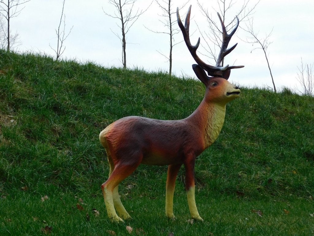 Groot Hert met Gewei - 108 cm - Polystone, Ophalen, Dierenbeeld, Kunststof, .