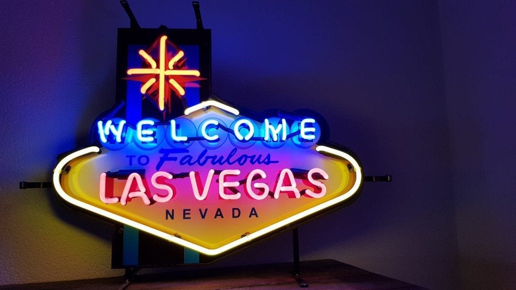 LAS VEGAS neon lamp div. neonverlichting fifties sixties, Ophalen, Zo goed als nieuw, Lichtbak of (neon) lamp