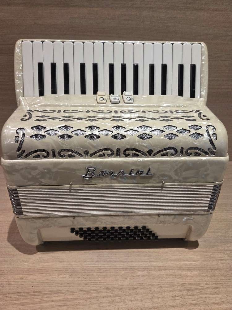 Borsini II 30/50 bianco compacte accordeon occasion 30 keys, Niet ingevuld, Met koffer, Toetsaccordeon, Niet ingevuld